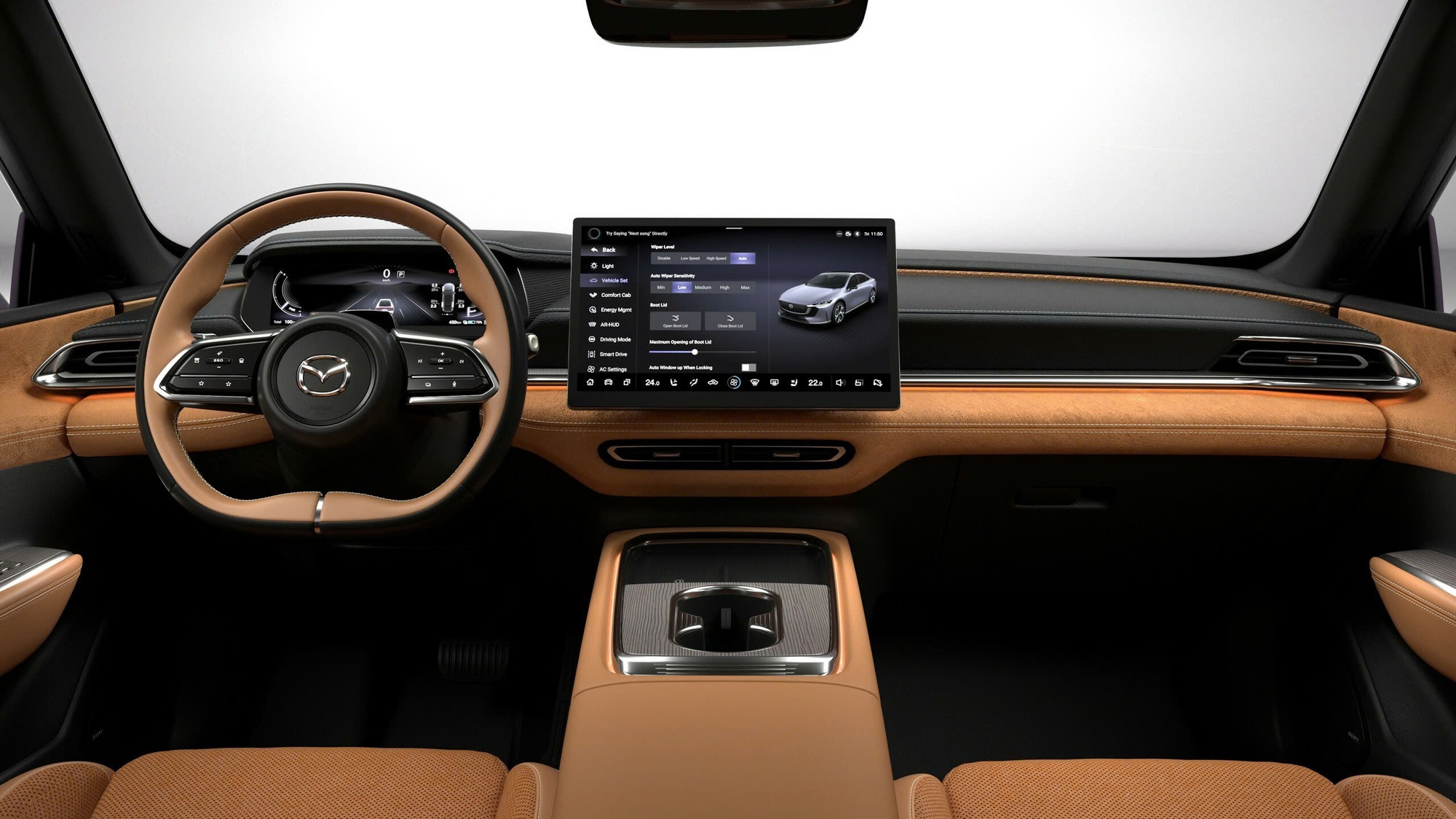 Nội thất màn hình lớn trên Mazda3e